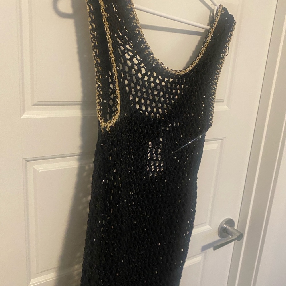 BNWT Club wear Divided Black and Gold Crochet stretchy sexy Dress